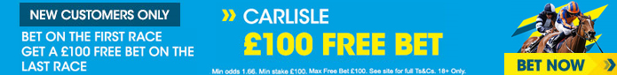 Place a £100 on the first race on Wednesday at Carlisle with BetBright & get £100 free on the last! betbright - carlise special